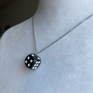 Dice Charm Necklace | Handmade Stainless Steel Silver Necklace | Goth Grunge Y2K